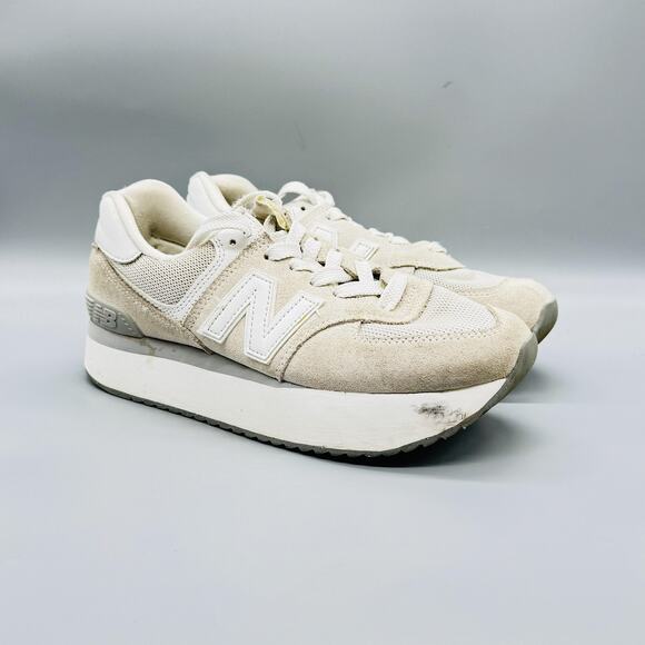 New Balance Shoes Womens 9.5 Beige Suede Platform Retro Running Athletic Sneaker main image 4